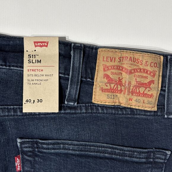 NWT $69.50 Levi's 511 Slim Stretch Jeans Side Zip Pocket Dark Blue Men’s 40x30 - Picture 5 of 8